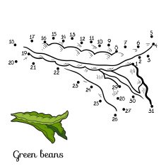 Coloring book fruits and vegetables (green beans)