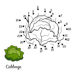 Numbers game fruits and vegetables (cabbage)