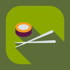 Flat modern design with shadow icons Japanese sushi N34