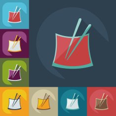 Flat modern design with shadow icons Japanese sushi N42