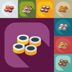 Flat modern design with shadow icons Japanese sushi N43