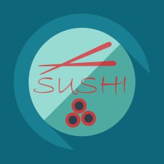 Flat modern design with shadow icons Japanese sushi N49