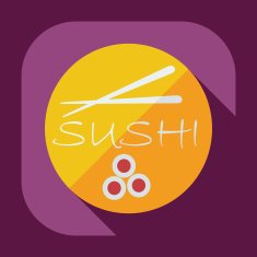 Flat modern design with shadow icons Japanese sushi N50