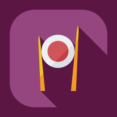 Flat modern design with shadow icons Japanese sushi N54