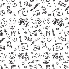 Wallpaper medical icons black seamless pattern
