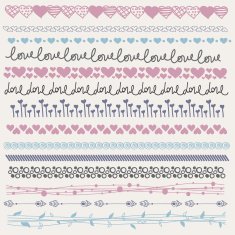 Hand Drawn Romantic Design Borders