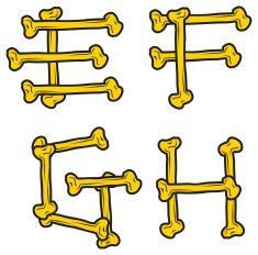 Skeleton bones alphabet vector illustration N4
