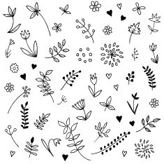 Hand Drawn vintage floral elements N32