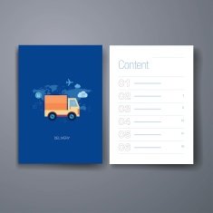 Modern online shopping delivery flat icon cards design template