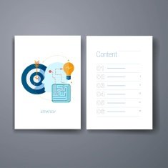 Modern ideas generation for business purposes flat icons cards design