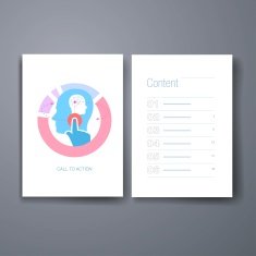 Modern re-targeting and mind flat icons cards design template