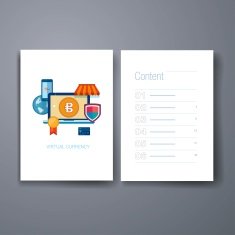 Modern flat icon online shopping and virtual currency cards design