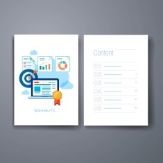 Modern marketing presentation and sales trends flat icons cards design