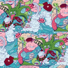 seamless pattenr of crazy sea-life creatures