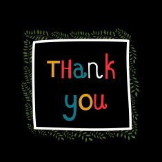 thank you phrase in a frame of branches