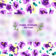 pansy seamless pattern with blurred banner
