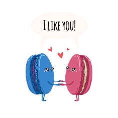 Postcard with cute macaroon I like you