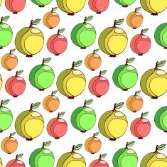 Vector seamless pattern with colorful apples Fruits stylized background