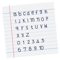 Vector designer sketched alphabet in blue ink