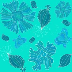 Blue seamless pattren with decorative flowers