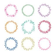 Vector set of hand drawn floral wreaths design elements N2