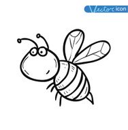 Bee cartoon bug insect icon vector illustration