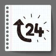 24 hours customer service doodle drawing N6