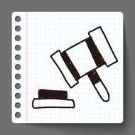 Auction hammer doodle drawing N3