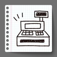Cash register doodle drawing N3