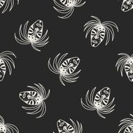 African mask doodle seamless pattern background N2
