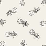 African people doodle seamless pattern background