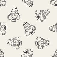 African Vase doodle seamless pattern background