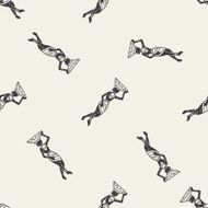 African Vase woman doodle seamless pattern background