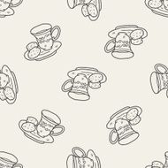 afternoon tea doodle seamless pattern background