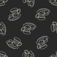 afternoon tea doodle seamless pattern background N2