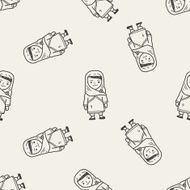 arab woman doodle seamless pattern background
