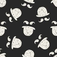 beard hat doodle seamless pattern background N2