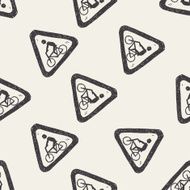 bicycle sign doodle seamless pattern background