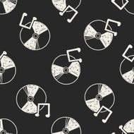 cd music doodle seamless pattern background N2