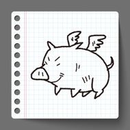 flying pig doodle N3