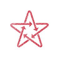 Star icon with arrows hand drawn lines texture
