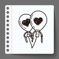 love balloon doodle