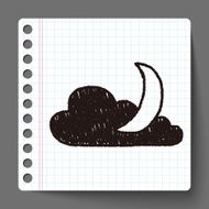 moon and cloud doodle drawing N6