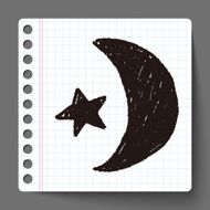 moon and star doodle drawing N4