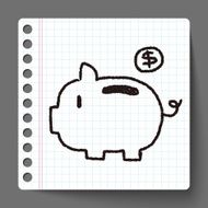 Piggybank doodle drawing N3