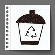 recycle trash can doodle drawing N3