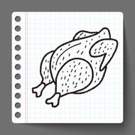 Roast chicken doodle drawing N5