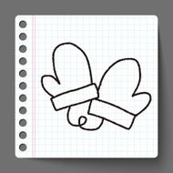 Winter gloves doodle drawing N4