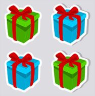 sticker colorful gifts with and without shadow N2