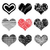hand drawn hearts set N5